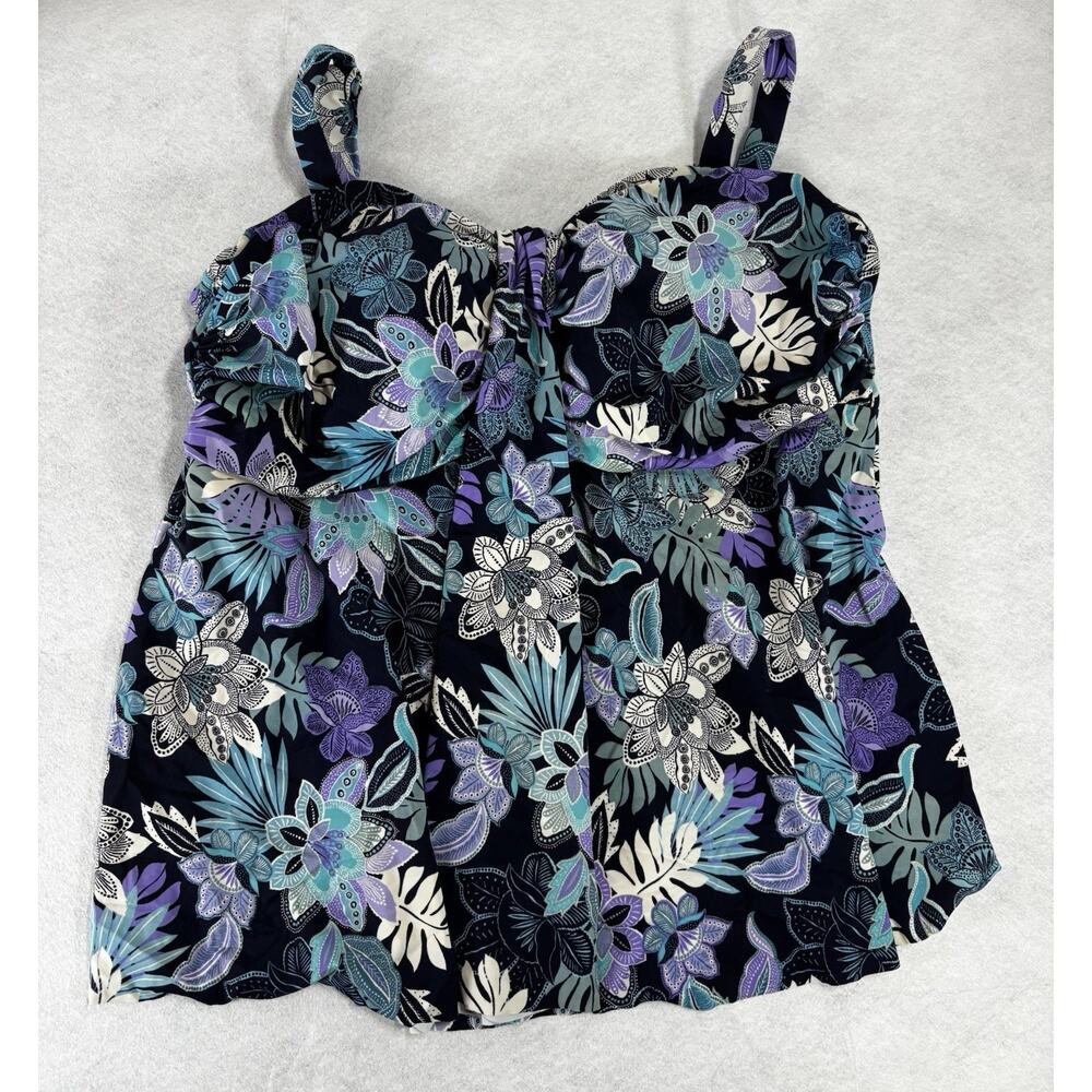 Swimsuits For All Ladies Sz 20 Tankini Top Black Teal Purple Floral Multi